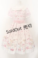 axes femme kawaii / mikko illustration × axes femme KAWAII ダイナーカフェワンピース M ピンク O-24-12-29-015-AX-OP-YM-OS