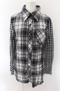 GLAD NEWS / カットオフチェックシャツ R ブラック×ホワイト O-24-12-30-037-GL-BL-IG-ZT277