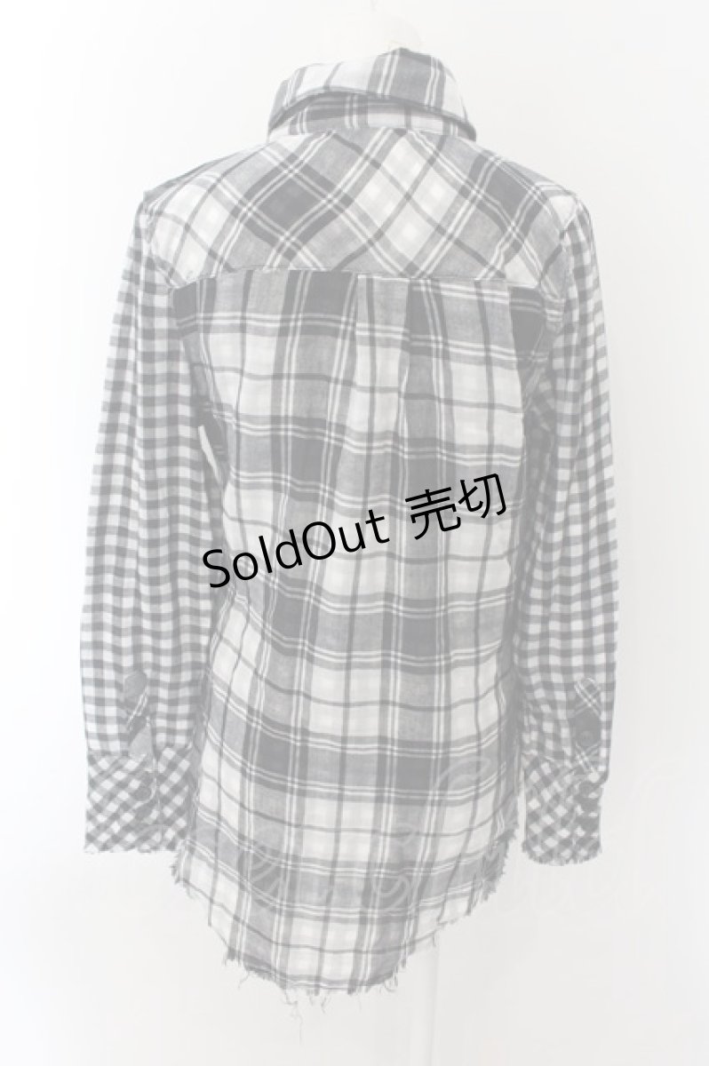 画像3: 【SALE】GLAD NEWS / カットオフチェックシャツ R ブラック×ホワイト O-24-12-30-037-GL-BL-IG-ZT277 (3)