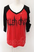 GLAVIL / ダメージラグランカットソー  レッド×ブラック O-24-12-30-039-PU-TO-IG-ZT124