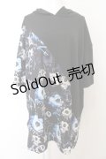 NieR Clothing / 柄切替斜めZIPパーカー F フラワー×ブラック O-24-12-31-1039-PU-TO-OW-ZT124