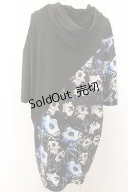 画像2: NieR Clothing / 柄切替斜めZIPパーカー F フラワー×ブラック O-24-12-31-1039-PU-TO-OW-ZT124