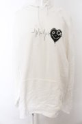 NieR Clothing / プリントパーカー 2XL 心電図（ホワイト） O-24-12-31-1041-PU-TO-OW-ZT339