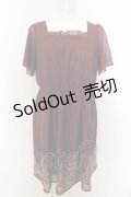 axes femme / 裾パネルプリントワンピース M ワイン O-24-12-31-1005-AX-OP-OW-OS