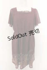 axes femme / 裾パネルプリントワンピース M ワイン O-24-12-31-1005-AX-OP-OW-OS