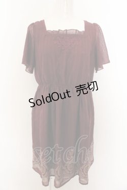 画像1: axes femme / 裾パネルプリントワンピース M ワイン O-24-12-31-1005-AX-OP-OW-OS