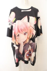 NieR Clothing / 【ももしき×NieR Clothing】コラボデザインBLACK CUTSEW F ブラック O-24-12-31-1052-PU-TS-OW-ZT277