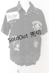 SEX POT ReVeNGe / /パッチ配色ワークシャツ  ブラック O-24-12-31-1053-SP-BL-OW-ZT123