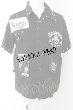 画像1: SEX POT ReVeNGe / /パッチ配色ワークシャツ  ブラック O-24-12-31-1053-SP-BL-OW-ZT123