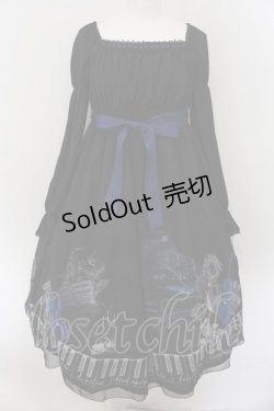 画像1: Moi-meme-Moitie / チェンバロ三重奏プリントシフォンワンピース 2 ブルー×ブラック O-24-12-31-002-MO-OP-IG-OS