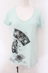 PEACE NOW / トランププリントTシャツ M ミント O-25-01-07-059-PU-TS-IG-ZT248