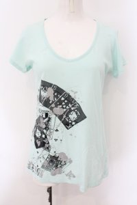 PEACE NOW / トランププリントTシャツ M ミント O-25-01-07-059-PU-TS-IG-ZT248
