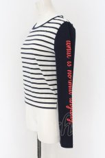 画像2: 【SALE】GLAVIL / ボーダーラグランカットソー  ネイビー×ホワイト O-25-01-08-041-PU-TO-IG-ZT372 (2)