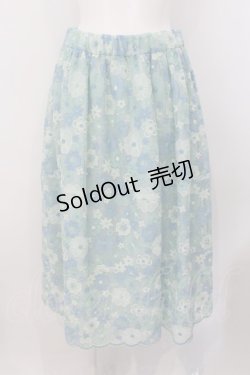 画像1: Jane Marple / Flower Laceランタンスカート M ミント×ブルー O-25-01-09-014-JM-OP-IG-OS