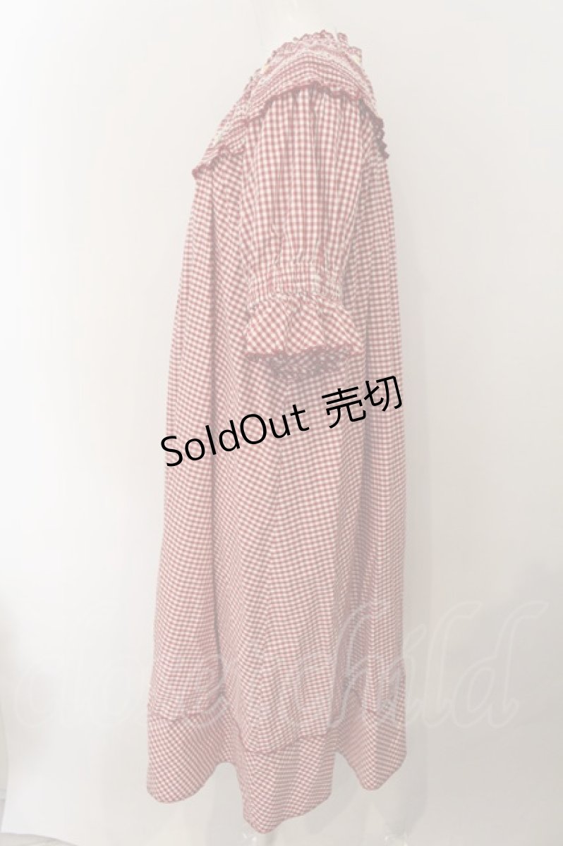 画像2: PINK HOUSE / スモッキング刺繍ギンガムチェックワンピース  アカ O-25-01-09-026-LO-OP-IG-ZS (2)