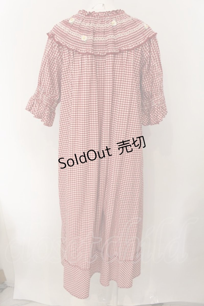 画像3: PINK HOUSE / スモッキング刺繍ギンガムチェックワンピース  アカ O-25-01-09-026-LO-OP-IG-ZS (3)
