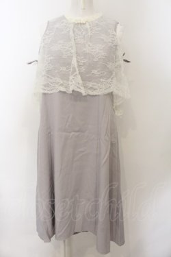 画像1: axes femme POETIQUE / レースデザイン肩開きワンピース M グレー O-25-01-10-065-AX-OP-IG-OS