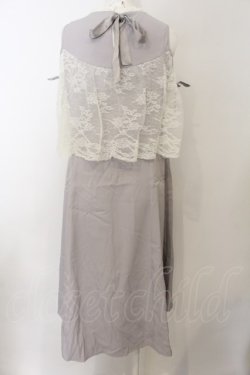 画像2: axes femme POETIQUE / レースデザイン肩開きワンピース M グレー O-25-01-10-065-AX-OP-IG-OS