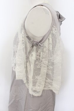 画像3: axes femme POETIQUE / レースデザイン肩開きワンピース M グレー O-25-01-10-065-AX-OP-IG-OS