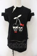 GLAVIL / スカルチェリーカットオフTシャツ  ブラック O-25-01-13-039-PU-TS-IG-ZT277