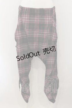 画像1: ALGONQUINS / リボンポケットサルエルパンツ  ピンク×ブラック O-25-01-13-005-AL-PA-IG-OS