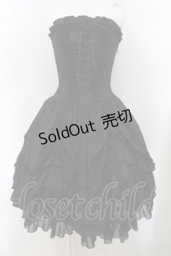 画像1: ATELIER PIERROT / バッスルコルセットワンピース（ちりめん）  ブラック O-25-01-13-010-EL-OP-IG-OS