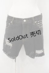 MINT NeKO / スタッズデニムショートパンツ  ブラック O-25-01-13-002-HN-PA-IG-ZT166