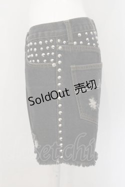 画像2: MINT NeKO / スタッズデニムショートパンツ  ブラック O-25-01-13-002-HN-PA-IG-ZT166