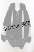 TRAVAS TOKYO / Drip Logo Faux Fur Hooodie  ブラック×パープル O-25-01-13-027-PU-CO-IG-ZT-C035