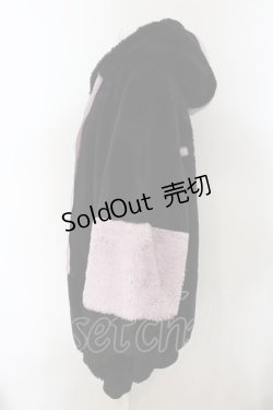 画像2: TRAVAS TOKYO / Drip Logo Faux Fur Hooodie  ブラック×パープル O-25-01-13-027-PU-CO-IG-ZT-C035
