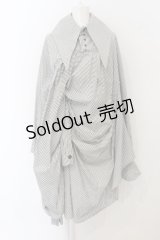 alice auaa / season56 [Modern primitive]変形オーバーシャツ 2 ホワイト×グレー O-25-01-15-006-AA-BL-OW-OS