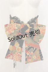 Qutie Frash / ちりめん和柄ソフトコルセット  ブラックオレンジ系 O-25-01-16-027-QU-TO-IG-OS