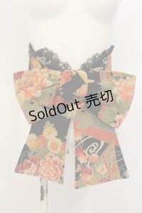 Qutie Frash / ちりめん和柄ソフトコルセット  ブラックオレンジ系 O-25-01-16-027-QU-TO-IG-OS