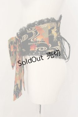 画像2: Qutie Frash / ちりめん和柄ソフトコルセット  ブラックオレンジ系 O-25-01-16-027-QU-TO-IG-OS