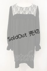 axes femme / レース配色Aラインワンピース M クロ O-25-01-18-023-AX-OP-IG-OS