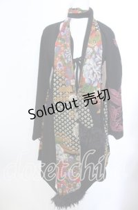 Qutie Frash / ストール付きちりめん着物カーディガン  ブラック O-25-11-19-029-QU-JA-IG-OS