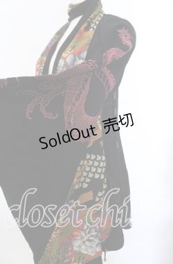 画像2: Qutie Frash / ストール付きちりめん着物カーディガン  ブラック O-25-11-19-029-QU-JA-IG-OS
