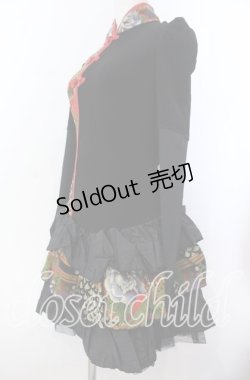 画像2: Qutie Frash / ちりめん和柄パフワンピース  ブラック O-25-11-19-030-QU-OP-IG-OS