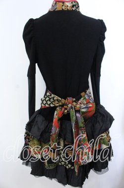 画像3: Qutie Frash / ちりめん和柄パフワンピース  ブラック O-25-11-19-030-QU-OP-IG-OS