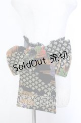 Qutie Frash / ちりめん花魁帯コルセット  ブラック O-25-11-19-031-QU-TO-IG-OS