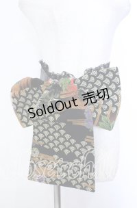 Qutie Frash / ちりめん花魁帯コルセット  ブラック O-25-11-19-031-QU-TO-IG-OS