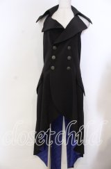 Moi-meme-Moitie / 後ろ編み上げ燕尾ジレ Man ブラック O-25-11-19-033-MO-JA-IG-OS