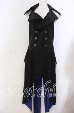 画像1: Moi-meme-Moitie / 後ろ編み上げ燕尾ジレ Man ブラック O-25-11-19-033-MO-JA-IG-OS