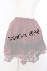 MARBLE / レースリボン飾りチュール入りレイヤードスカート  レッドチェック×ブラック O-25-11-19-038-GO-SK-IG-OS