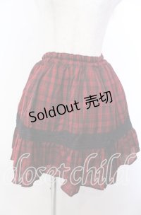 MARBLE / レースリボン飾りチュール入りレイヤードスカート  レッドチェック×ブラック O-25-11-19-038-GO-SK-IG-OS