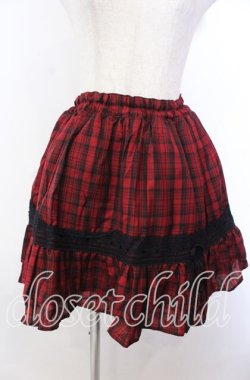 画像1: MARBLE / レースリボン飾りチュール入りレイヤードスカート  レッドチェック×ブラック O-25-11-19-038-GO-SK-IG-OS