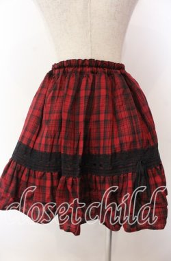 画像2: MARBLE / レースリボン飾りチュール入りレイヤードスカート  レッドチェック×ブラック O-25-11-19-038-GO-SK-IG-OS