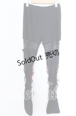 画像1: Qutie Frash / フェイクガーターインナーパンツ  ブラック×レッド O-25-11-19-041-QU-PA-IG-ZT164