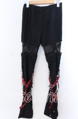 画像2: Qutie Frash / フェイクガーターインナーパンツ  ブラック×レッド O-25-11-19-041-QU-PA-IG-OS