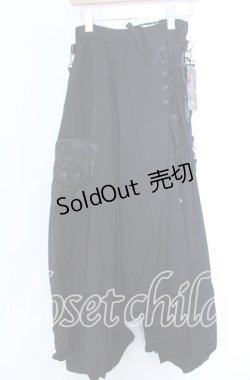 画像1: Qutie Frash / DSジャガード切り替えサルエルパンツ  ブラック O-25-11-19-042-QU-PA-IG-OS